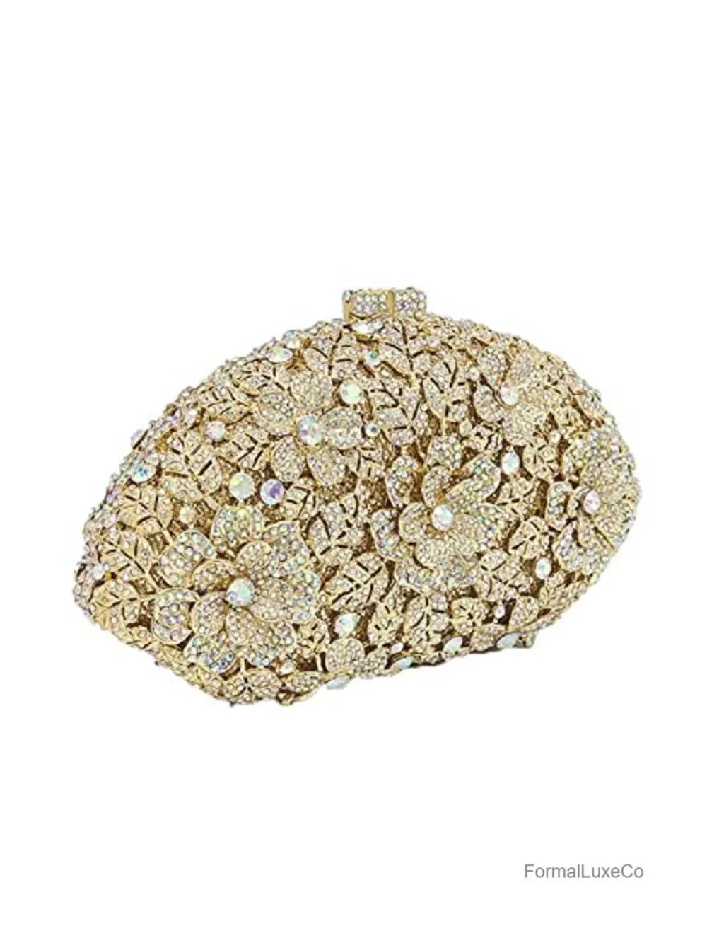 Crystal Rhinestone Clutch Evening Bag with Chain Straps